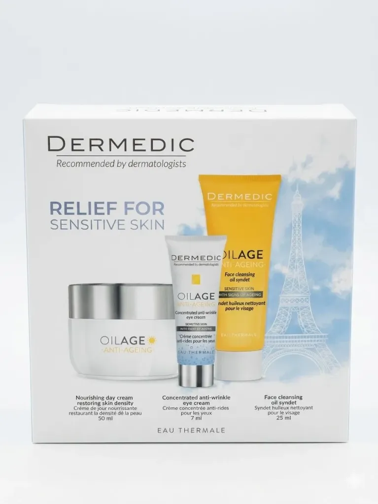 Dermedic SET OILAGE Nourishing Day cream 50 ml +7ML Eye Cream +25 ml Cleansing Oil  "